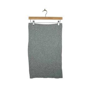Leith Women’s Ribbed Knit Sweater Midi Skirt in Grey Size M